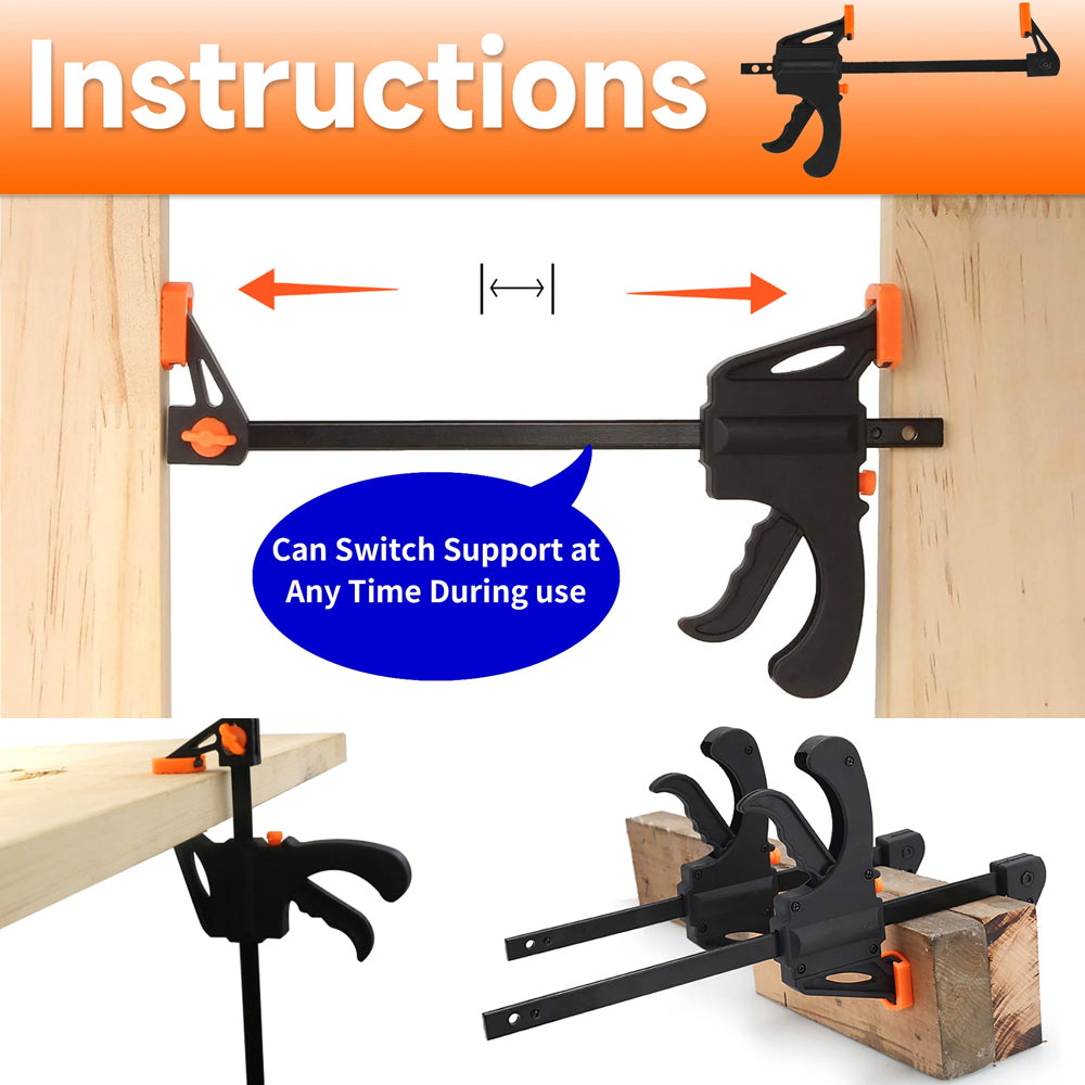 4 x 103mm 4" Bar Clamp for Woodworking Trigger Quick Grip Clamp 1 Handed Ratchet