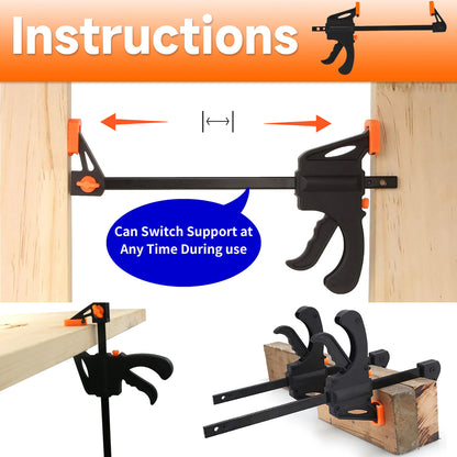 4 x 103mm 4" Bar Clamp for Woodworking Trigger Quick Grip Clamp 1 Handed Ratchet