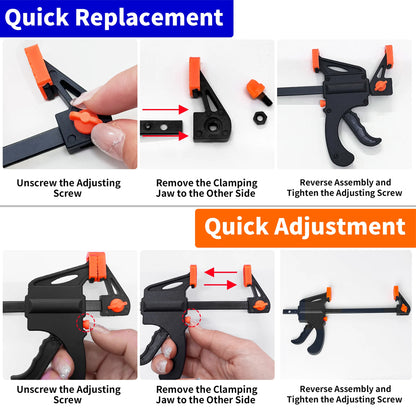 4 x 103mm 4" Bar Clamp for Woodworking Trigger Quick Grip Clamp 1 Handed Ratchet