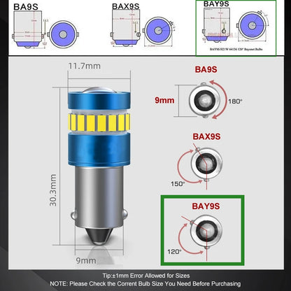 6pcs BAY9S Ice Blue 12V 19SMD Canbus Super Bright LED Bulbs BAY9S LED Globes
