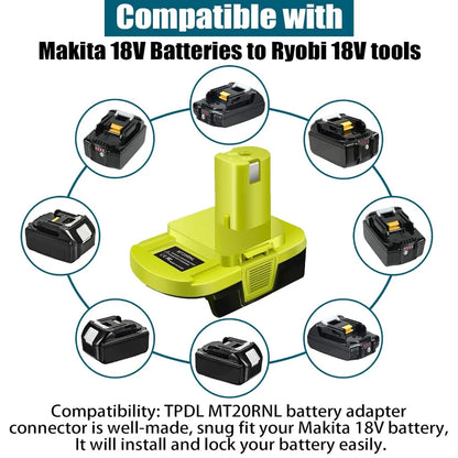 Battery Adapter Converts Makita 18V Battery to Fit for Ryobi 18V Tools