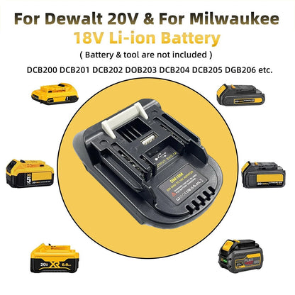 Battery Adapter Converts Dewalt 20V Milwaukee M18 Battery to Fit Makita 18V Tool