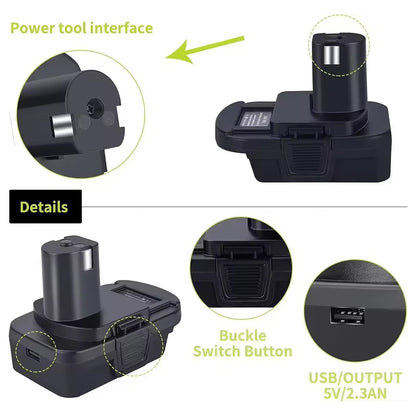 Battery Adapter Converts Dewalt 20V Milwaukee M18 Battery to Fit Ryobi 18V Tools