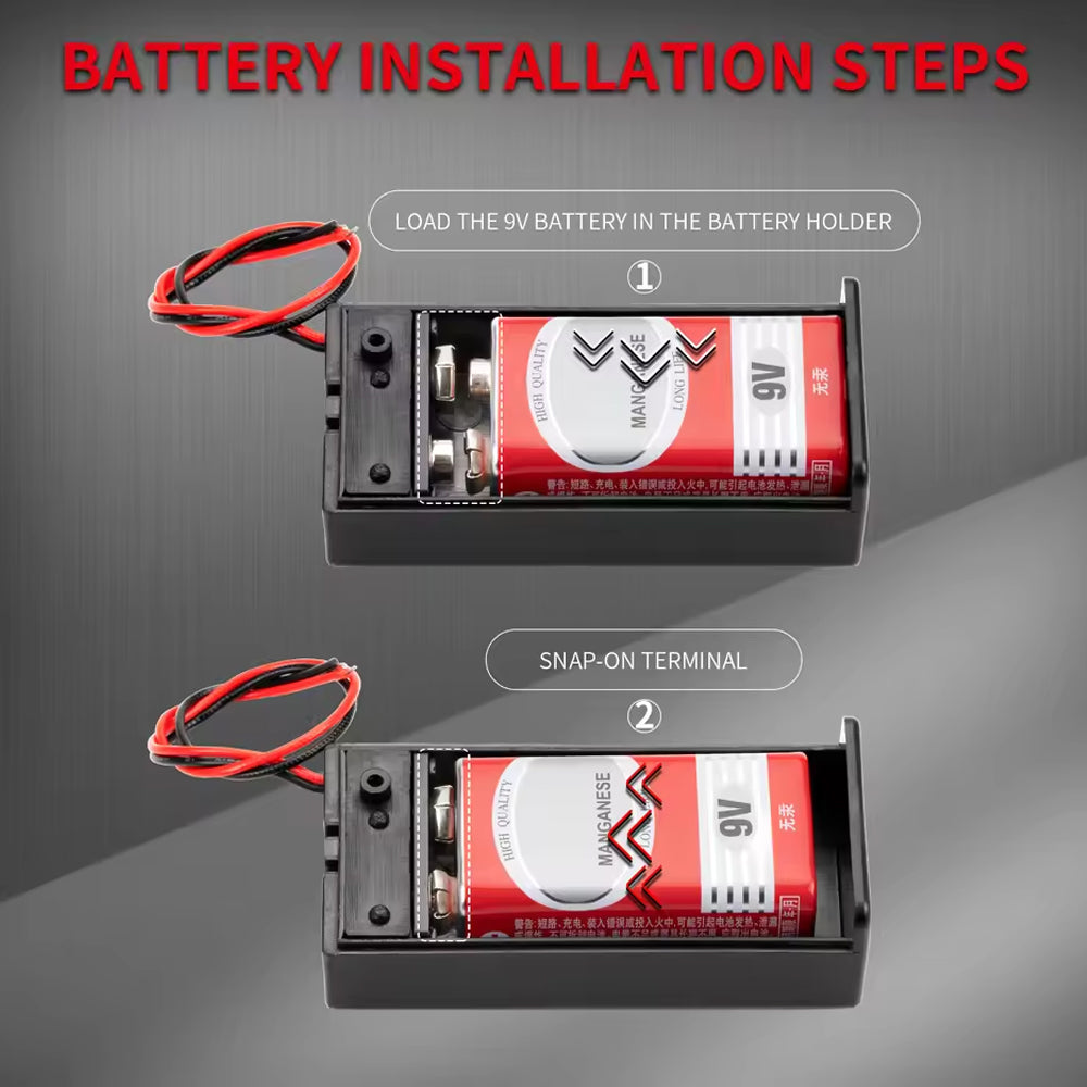 3pcs 9V Battery Holder 9 Volt Battery Box Case with On/Off Switch Cover and Wire