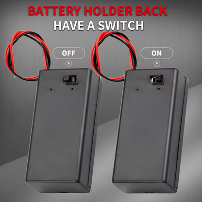 3pcs 9V Battery Holder 9 Volt Battery Box Case with On/Off Switch Cover and Wire