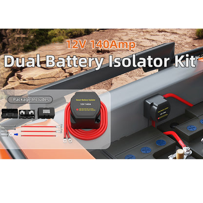 Dual Battery Isolator Kit with Voltage Sensitive Relay Cable Ternimal FuseHolder