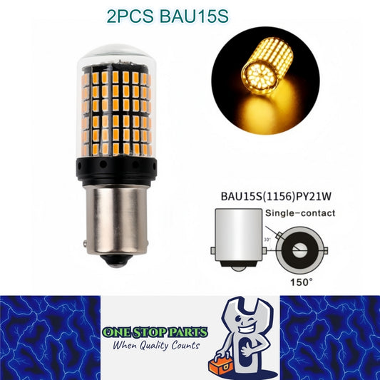 2 x BAU15S 1156 12V 2100LM Amber LED 144SMD CANBU 360 degree super Bright (2pcs)