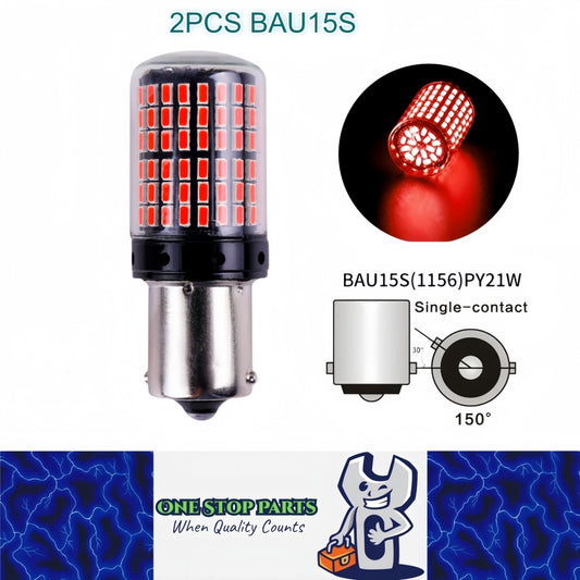 2 x BAU15S 1156 12V 2100LM Red LED 144SMD CANBU 360 degree super Bright (2pcs)