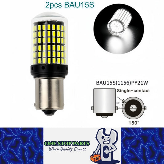 2 x BAU15S 1156 12V 2100LM Cool White LED 144SMD 360 degree super Bright (2pcs)