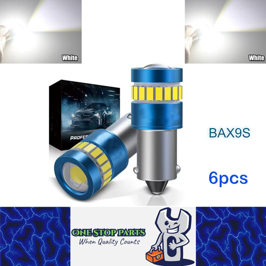 6pcs BAX9S Cool White 12V 19SMD Canbus Super Bright LED Bulbs BAX9S LED Globes