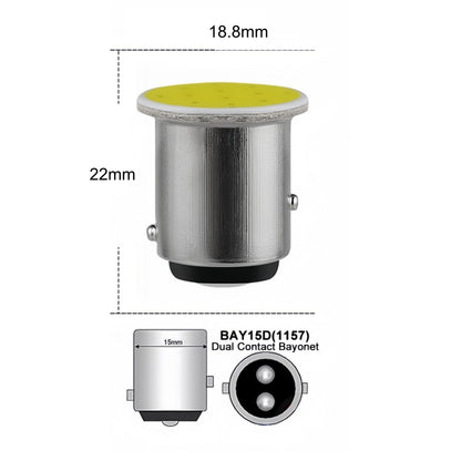 50 x Stop/Tail Yellow BAY15D 1157 12V COB Style Yellow Flat Face LEDs (50pcs)