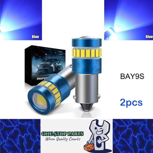 2pcs BAY9S Blue 12V 19SMD Canbus Super Bright LED Bulbs BAY9S LED Globes