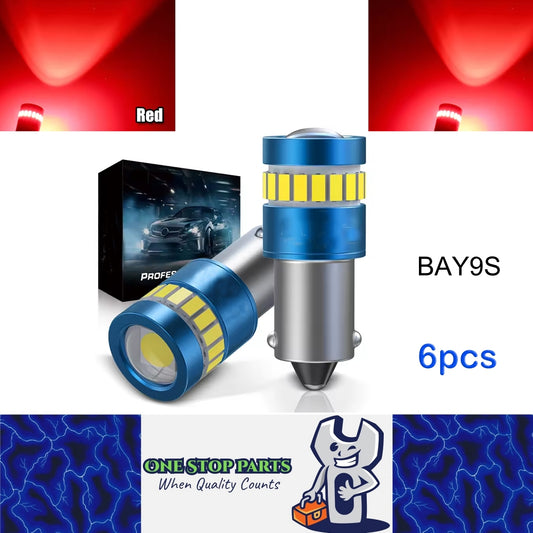 6pcs BAY9S Red 12V 19SMD Canbus Super Bright LED Bulbs BAY9S LED Globes