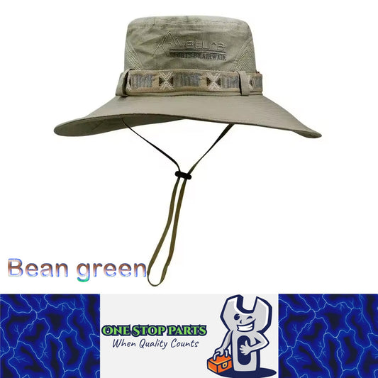 Bean Green Men Bucket Hat UV Protection Wide Brim Panama Hiking Fisherman Hat