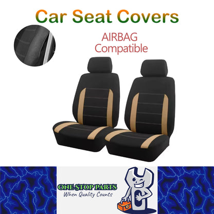 2 Seats Beige Car Seat Covers Universal Size Fit For Most Car SUV Truck Van