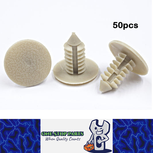 50 x 9mm Beige Plastic Body Rivets Fasteners Suits 8mm Hole with 20mm Head 50pcs