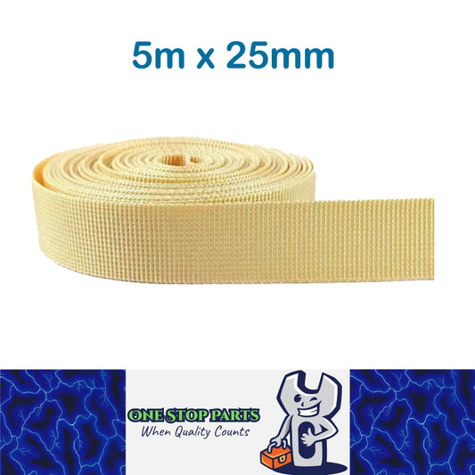 5m x 25mm Beige Nylon Webbing Strap Safety Belt Knapsack Bag Leash DIY Crafting