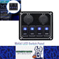 Metal 12V-24V 4 Gang LED Rocker Switch Panel with USB Port 12V Outlet Car Marine
