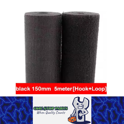Pair Black 5M x 150mm Non-Adhesive Hook and Loop Tape Sewing Fastener Magic Tape