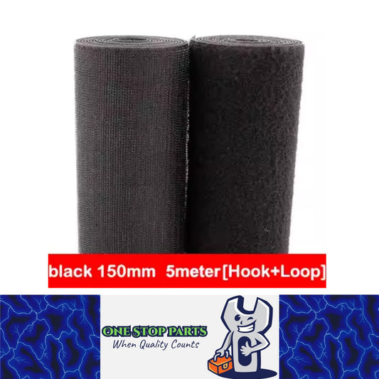 Pair Black 5M x 150mm Non-Adhesive Hook and Loop Tape Sewing Fastener Magic Tape