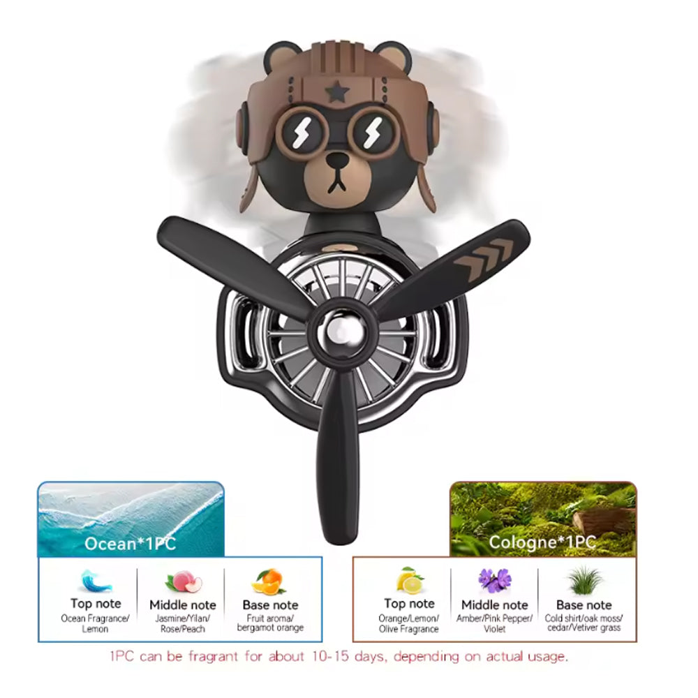 Cute Bear Car Perfume Diffuser Rotating Pilot Aroma Air Freshener Odour Remover