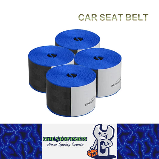 4x 3.6M Black/Blue Strengthen Car Seat Belts Webbing Fabric Car Safety Seatbelts