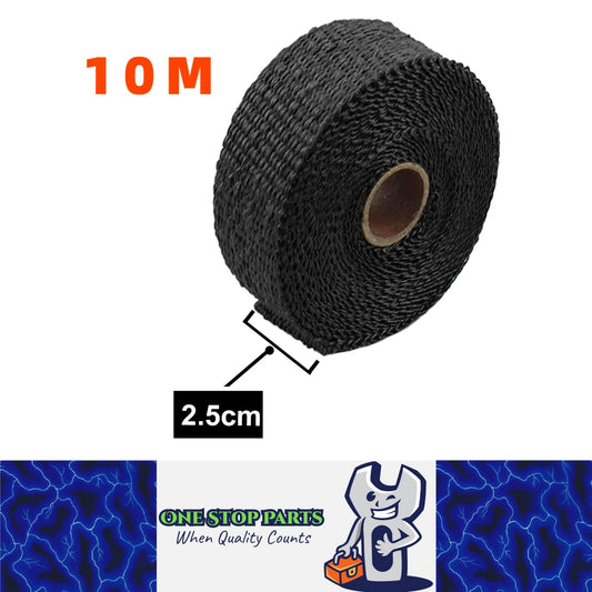 10M x 2.5CM Black Exhaust Pipe Heat Shield Insulation Wrap Thermal Exhaust Tape
