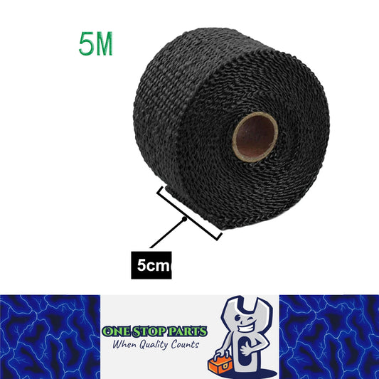 5M x 5CM Black Exhaust Pipe Heat Shield Insulation Wrap Thermal Exhaust Tape