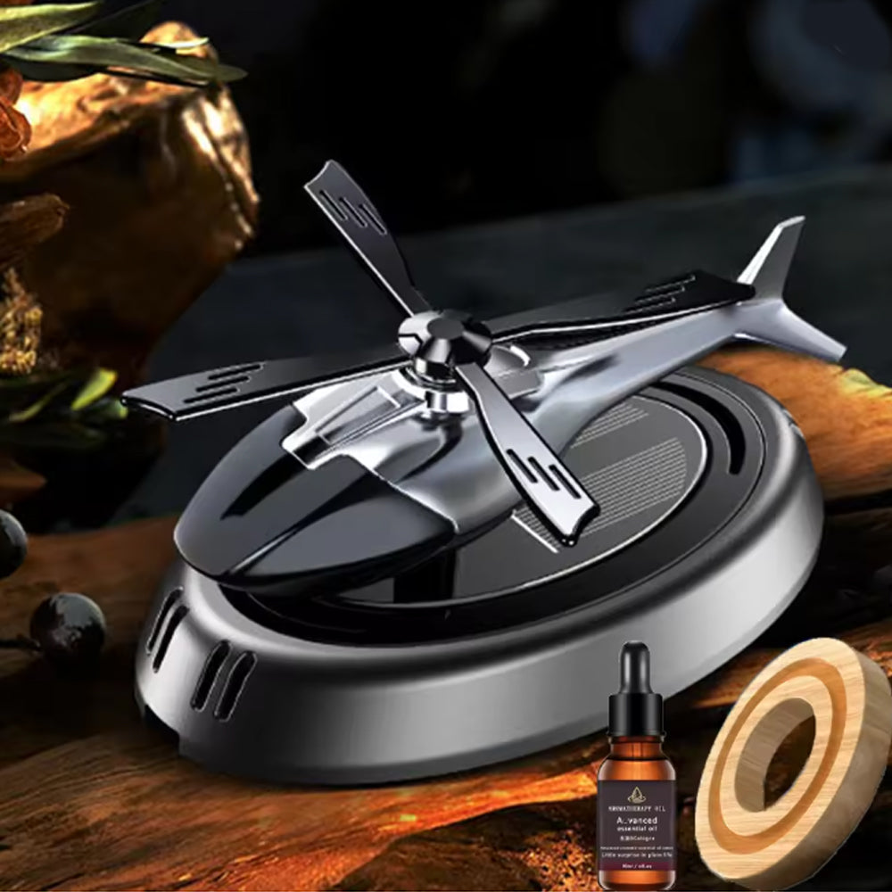 Solar Helicopter Car Air Freshener Rotating Aroma Diffuser Odour Remover