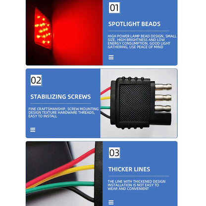 Red LED Car Tail Light Stop Brake Light for Trailer Pickup Hitch (Black Lens)