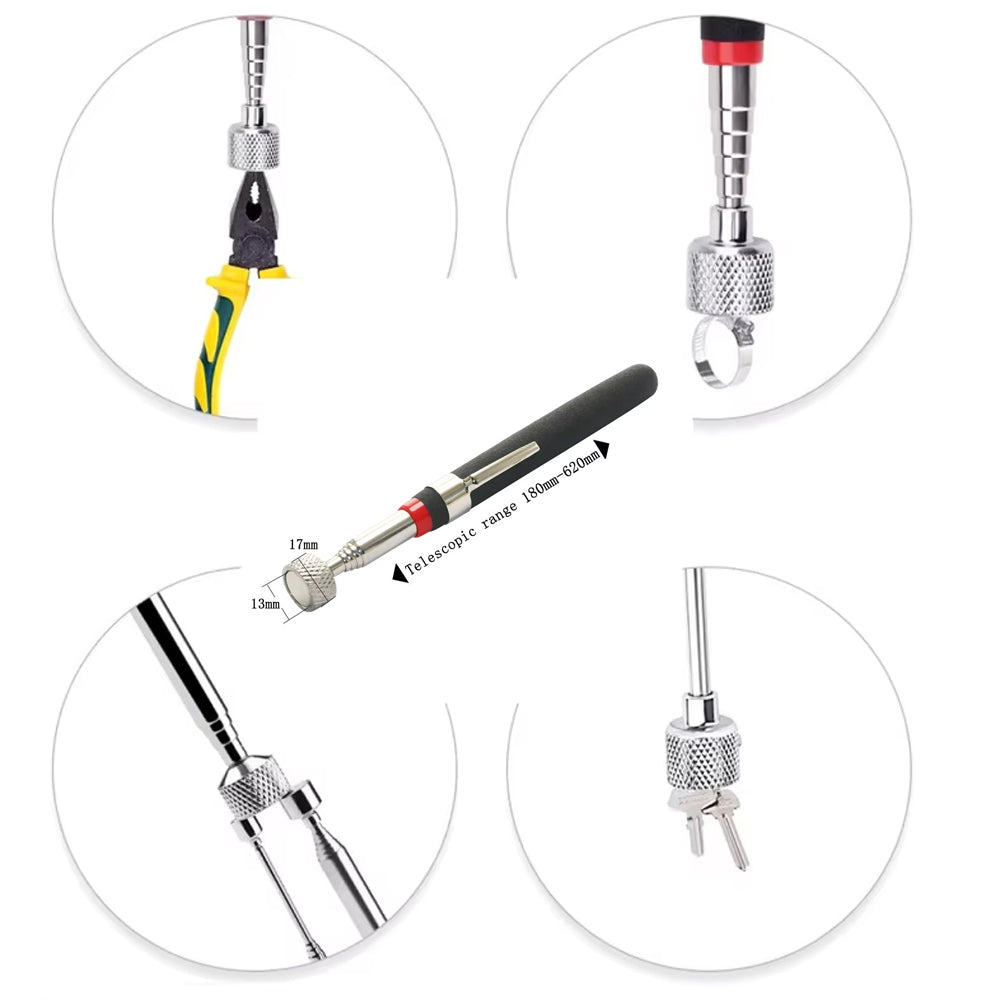 Telescopic Black Magnetic Pen Magnet Pick Up Tool Extendable Suction Rod