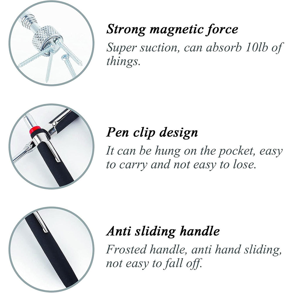 Telescopic Black Magnetic Pen Magnet Pick Up Tool Extendable Suction Rod