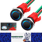 2 x 16mm Metal Push Button Switch Blue LED 12V 20A Pre Wired Self-Locking Switch