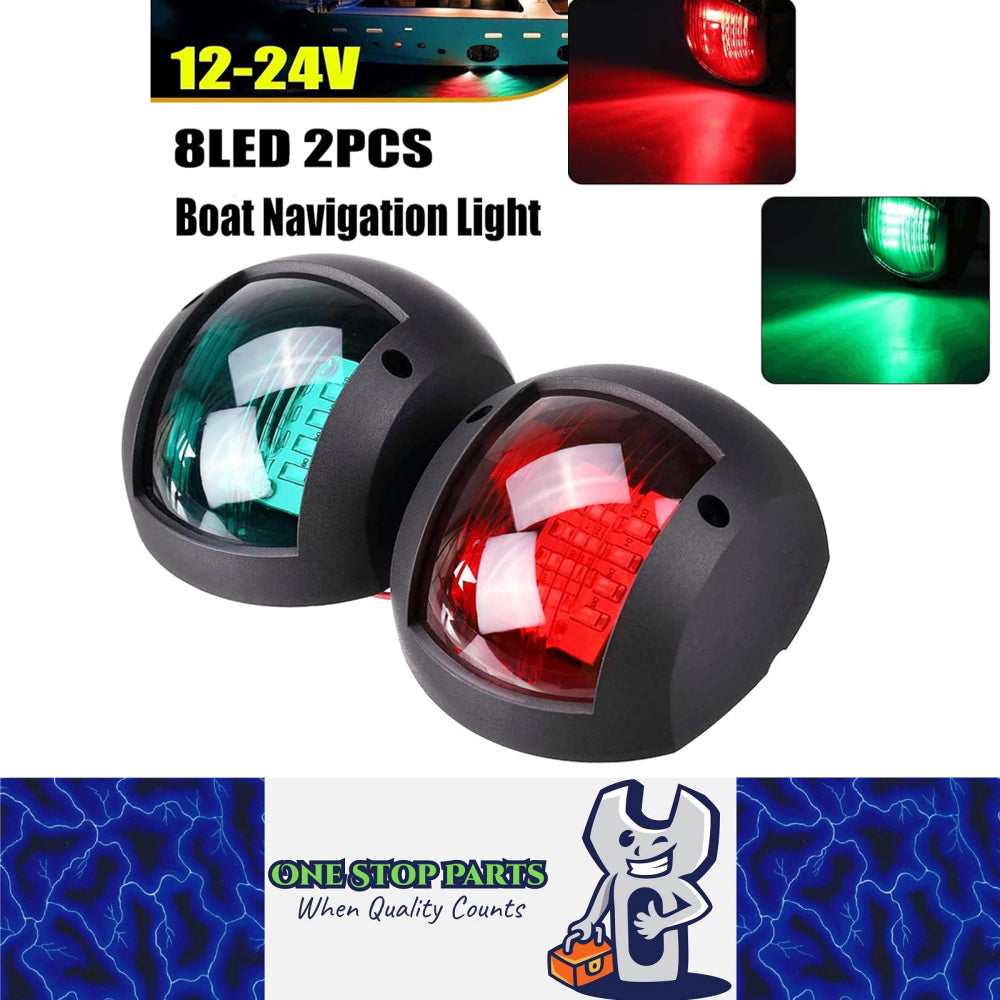 Pair Black 12-24V LED Navigation Lights Signal Warning Lamps Marine Boat Yacht
