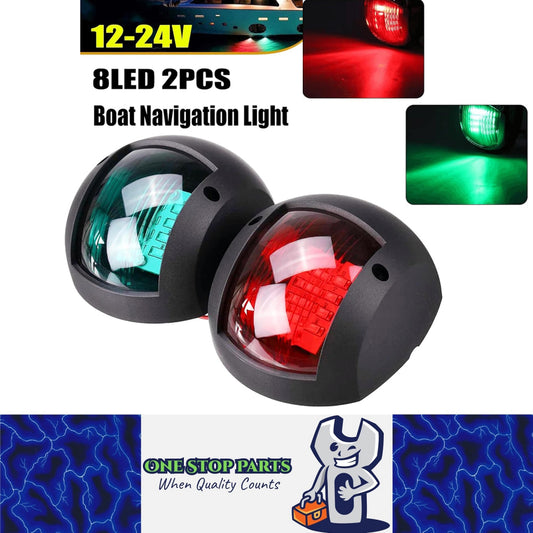 Pair Black 12-24V LED Navigation Lights Signal Warning Lamps Marine Boat Yacht