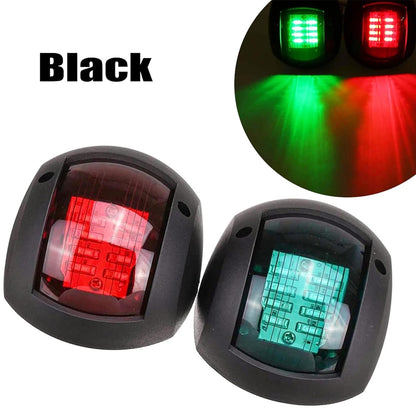 Pair Black 12-24V LED Navigation Lights Signal Warning Lamps Marine Boat Yacht