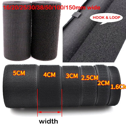Pair White 5M x 100mm Non-Adhesive Hook and Loop Tape Sewing Fastener Magic Tape