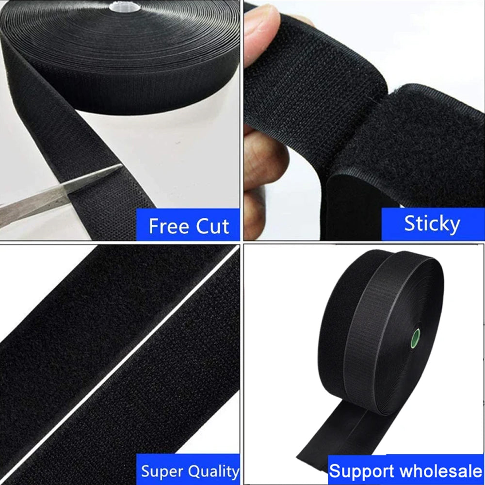Pair White 5M x 150mm Non-Adhesive Hook and Loop Tape Sewing Fastener Magic Tape