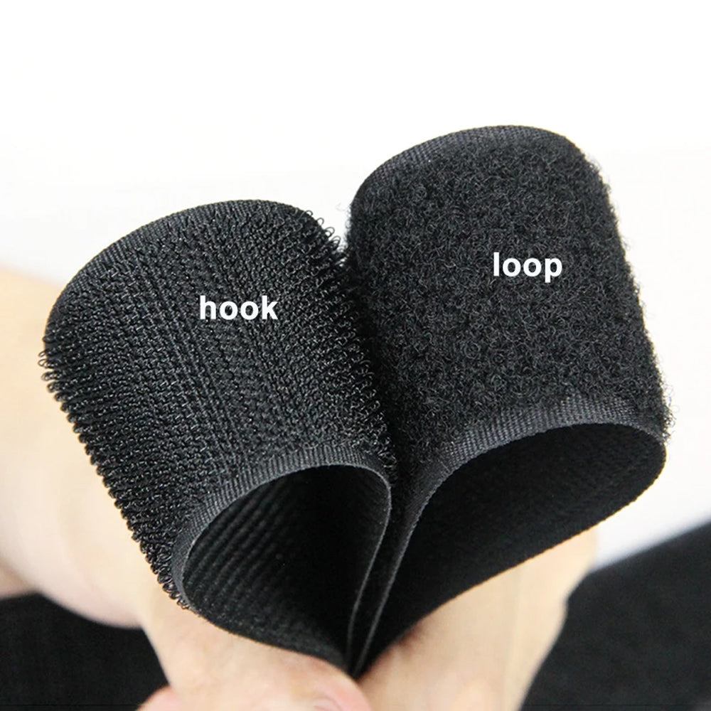 Pair Black 5M x 100mm Non-Adhesive Hook and Loop Tape Sewing Fastener Magic Tape