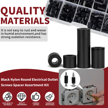 165pcs Black Nylon Spacer Kit Non-Threaded Round for Switch & Receptacle Screws