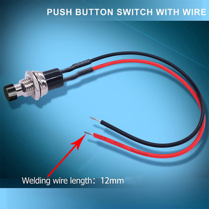 5 x Black Push Button Switches 7mm ON/OFF SPST Panel Mount Switches 20cm Wire