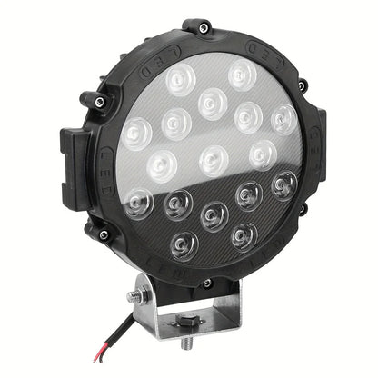 1 x Black Round LED Work Light 177mm 51W 12-24V 6000K Spot Beam LED Spotlight