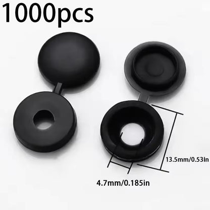 1000 x Black screw covers Bulk Screw Cap Covers with Lid (1000pcs)