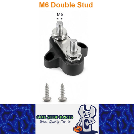 M6 Black Insulated Double Stud Power Distribution Studs Terminal Block M6