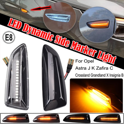 2 x Dynamic LED Side Marker Light Signal Lamp for Opel Astra K J Insignia Zafira