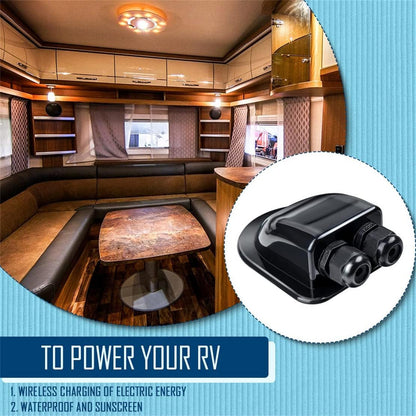 Black Waterproof Solar Panel Double Cable Entry Box Ideal for Roof of Caravan