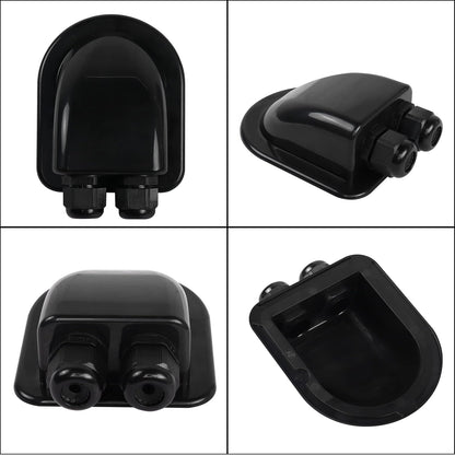 Black Waterproof Solar Panel Double Cable Entry Box Ideal for Roof of Caravan