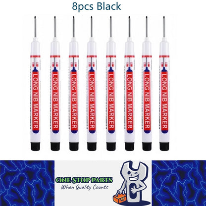8 x 20mm Black Deep Hole Marker Pens 8pcs Black Long Tip Nib Markers (8pcs)