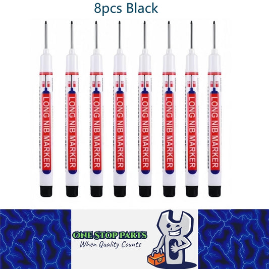 8 x 20mm Black Deep Hole Marker Pens 8pcs Black Long Tip Nib Markers (8pcs)
