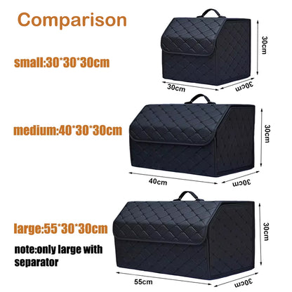 Red S PU Car Storage Box Trunk Organizer Collapsible Cargo Tool Storage Box